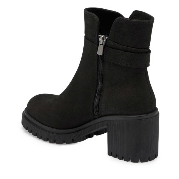 Siyah Nubuk Deri Kadın Casual Bot - K24K1BT67585-A64 - 2