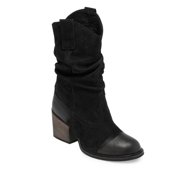 Siyah Nubuk Deri Kadın Casual Bot - K24K1BT67590-A64 - 1