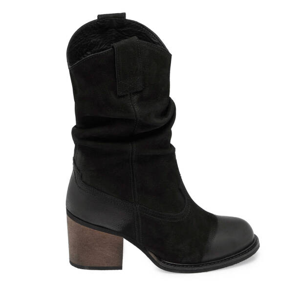 Siyah Nubuk Deri Kadın Casual Bot - K24K1BT67590-A64 - 3