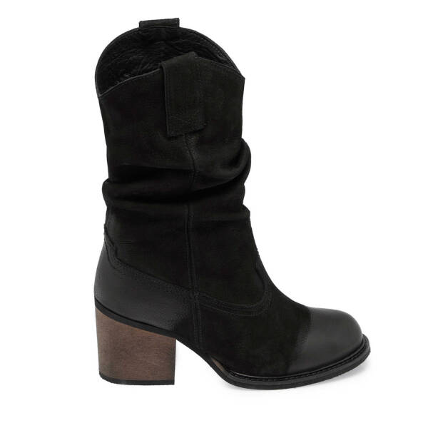 Siyah Nubuk Deri Kadın Casual Bot - K24K1BT67590-A64 - 3