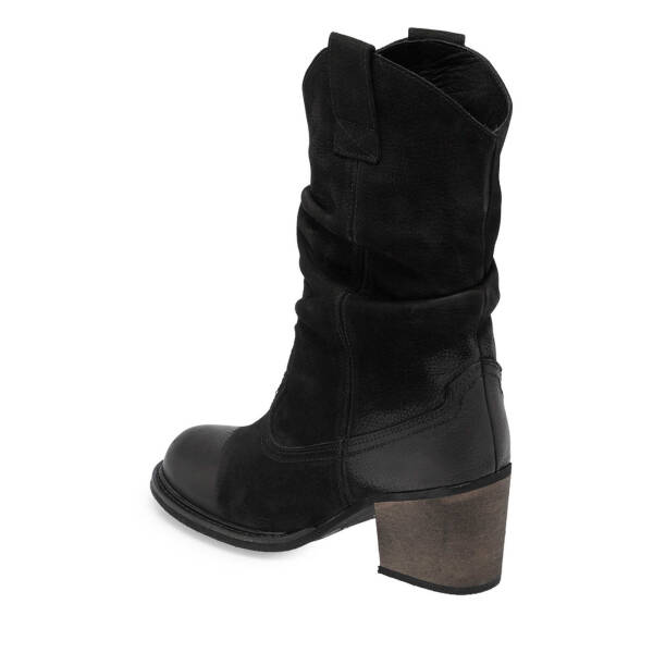 Siyah Hakiki Nubuk Deri Kadın Casual Bot - K24K1BT67590-A64 - 3