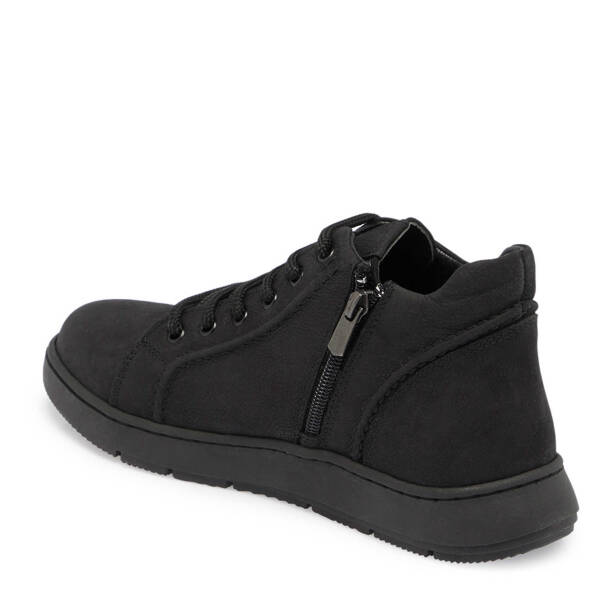 Siyah Nubuk Deri Kadın Casual Bot - K24K1BT67633-A64 - Tergan