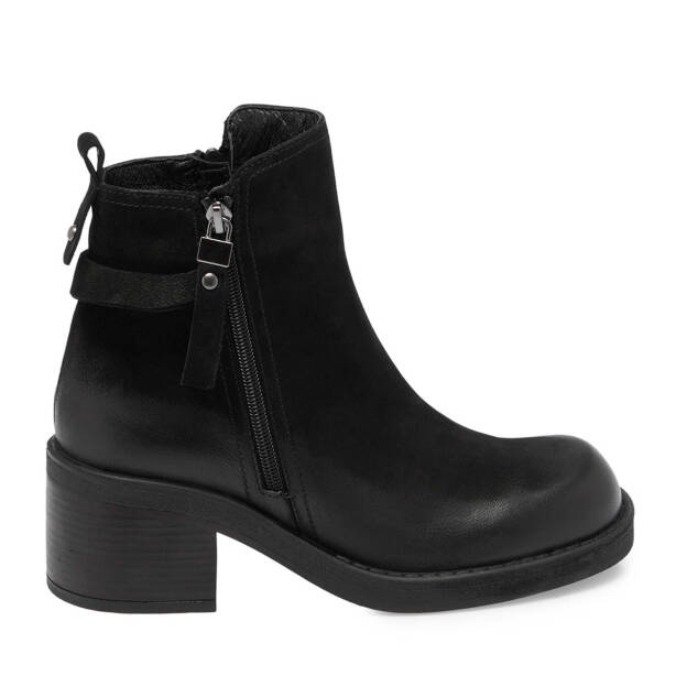 Siyah Nubuk Deri Kadın Klasik Bot - K24K1BT67654-A64 - Tergan