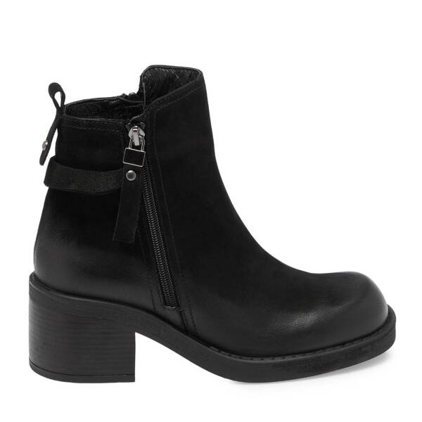 Siyah Nubuk Deri Kadın Klasik Bot - K24K1BT67654-A64 - 3