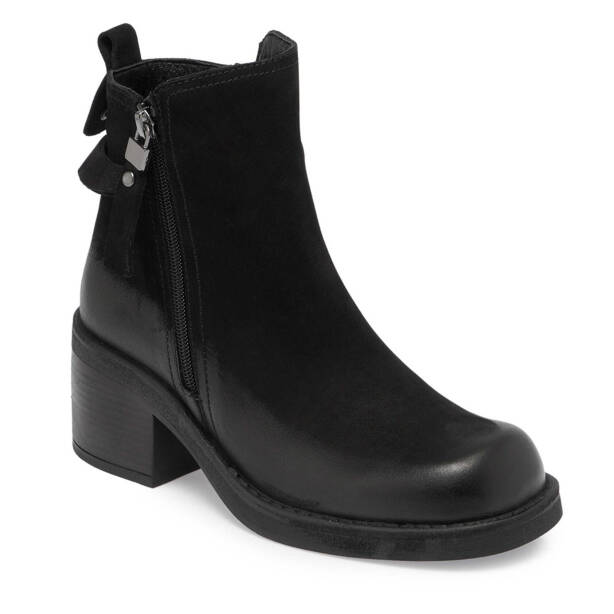 Siyah Nubuk Deri Kadın Klasik Bot - K24K1BT67654-A64 