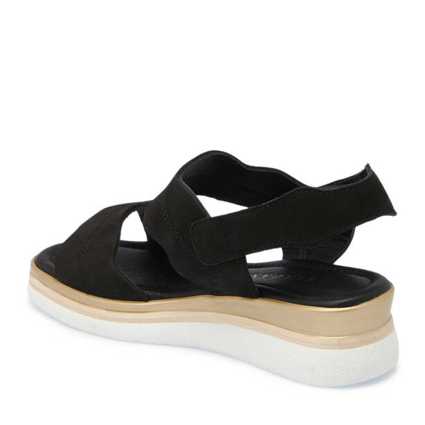 Siyah Hakiki Nubuk Deri Kadın Sandalet - K25Y1SN67853-A64 - 3