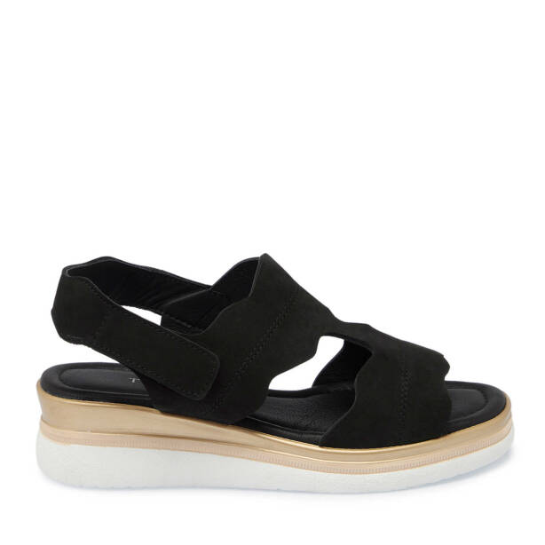 Siyah Hakiki Nubuk Deri Kadın Sandalet - K25Y1SN67853-A64 - 1