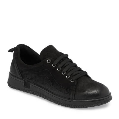Siyah Nubuk Deri Kadın Sneaker - K24S1AY67657-A64 