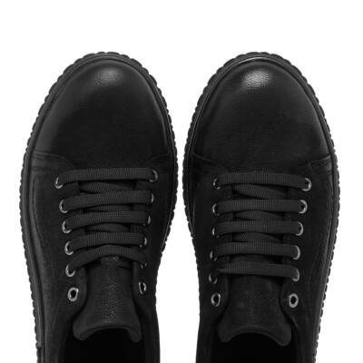 Siyah Nubuk Deri Kadın Sneaker - K24S1AY67657-A64 - 5
