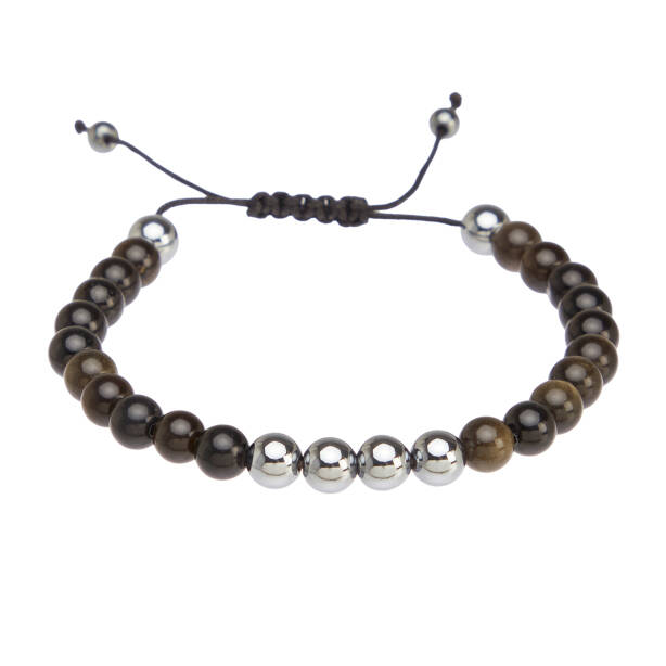 Siyah Obsidyen Unisex Bileklik - U1BLK0430042-D62 - 1