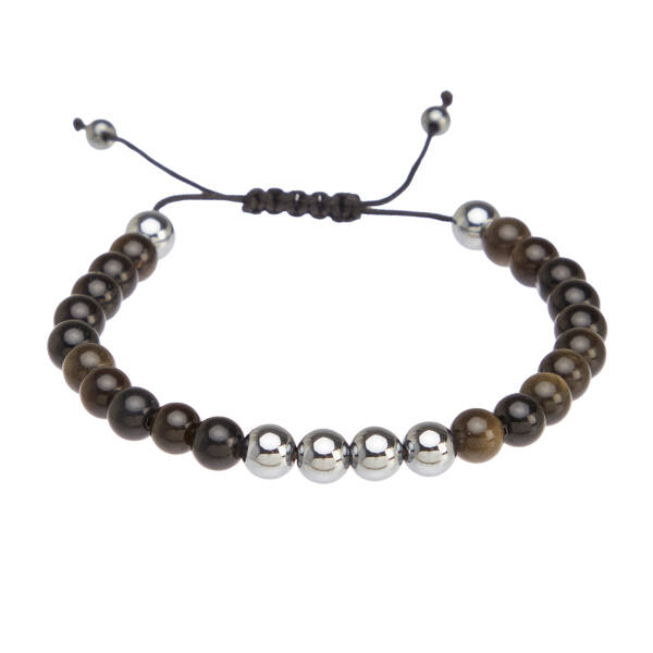 Siyah Obsidyen Unisex Bileklik - U1BLK0430042-D62 - 1