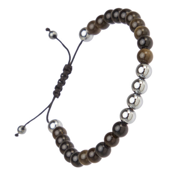 Siyah Obsidyen Unisex Bileklik - U1BLK0430042-D62 - 2