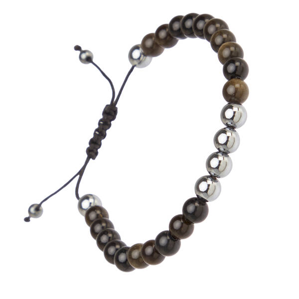 Siyah Obsidyen Unisex Bileklik - U1BLK0430042-D62 - 2