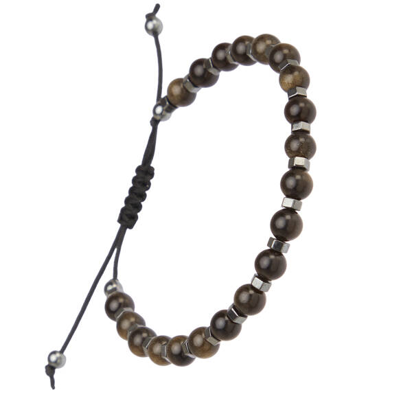 Siyah Obsidyen Unisex Bileklik - U1BLK0430046-D62 - 2