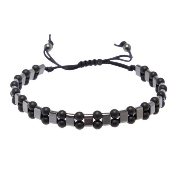 Siyah Onix-Hematit Erkek Bileklik - E1BLK0410377-D62 - 1