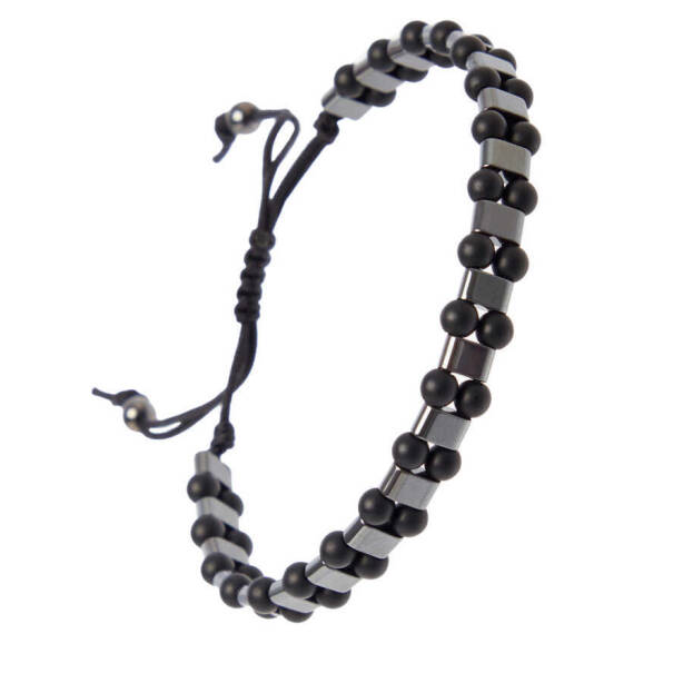 Siyah Onix-Hematit Erkek Bileklik - E1BLK0410377-D62 - 2