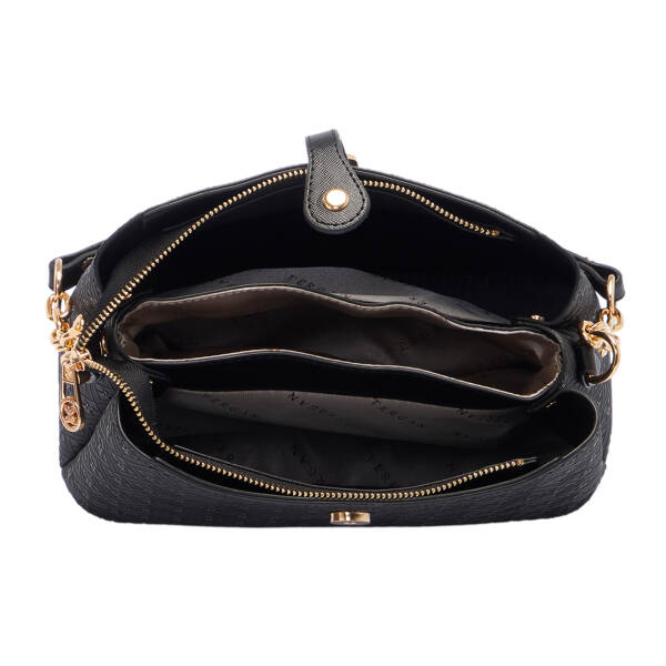 Siyah Print Kadın Omuz Çantası - S1WPR0000802-R0P - 4