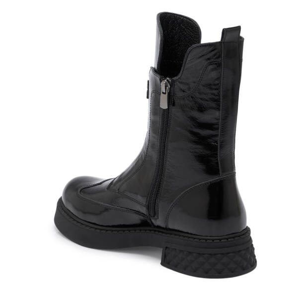 Siyah Rugan Deri Kadın Bot - K25K1BT68157-A07 - 2