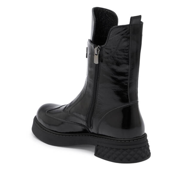 Siyah Rugan Deri Kadın Bot - K25K1BT68157-A07 - 2