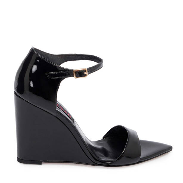 Siyah Rugan Deri Kadın Dolgu Topuklu Ayakkabı - K24Y1AY67252-A07 - 3