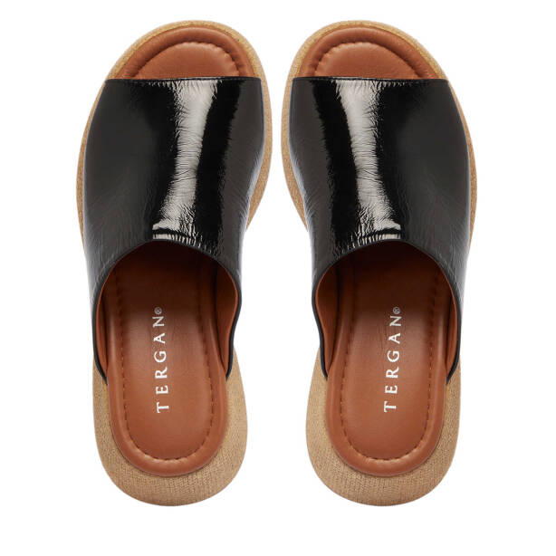 Siyah Hakiki Rugan Deri Kadın Terlik - K24Y1TR67249-A07 - 5