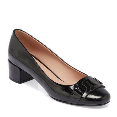  Siyah Rugan Deri Kadın Topuklu Ayakkabı - K24I1AY67172-A07 