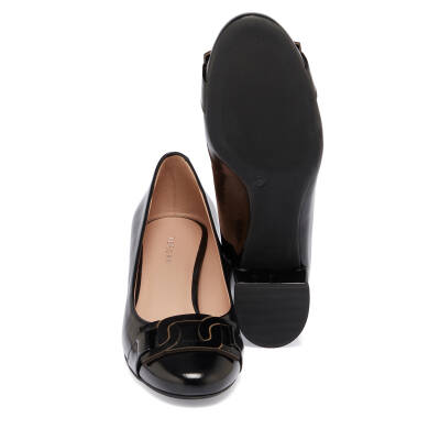  Siyah Rugan Deri Kadın Topuklu Ayakkabı - K24I1AY67172-A07 - 4