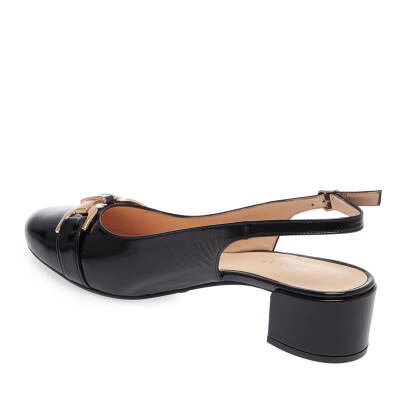  Siyah Rugan Deri Kadın Topuklu Ayakkabı - K24I1AY67187-A07 - 2