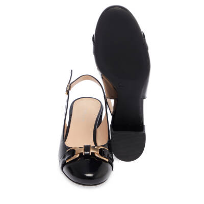  Siyah Rugan Deri Kadın Topuklu Ayakkabı - K24I1AY67187-A07 - 4