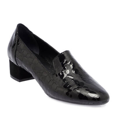  Siyah Rugan Deri Kadın Topuklu Ayakkabı - K24I1AY67476-N59 
