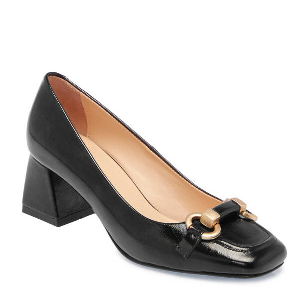 Siyah Hakiki Rugan Deri Kadın Topuklu Ayakkabı - K25I1AY67798-A07 - 2