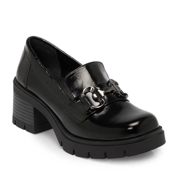 Siyah Rugan Deri Kadın Topuklu Ayakkabı - K25S1AY68160-A07 - 1