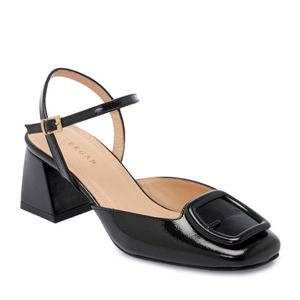 Siyah Rugan Deri Kadın Topuklu Ayakkabı - K25Y1AY67807-A07 