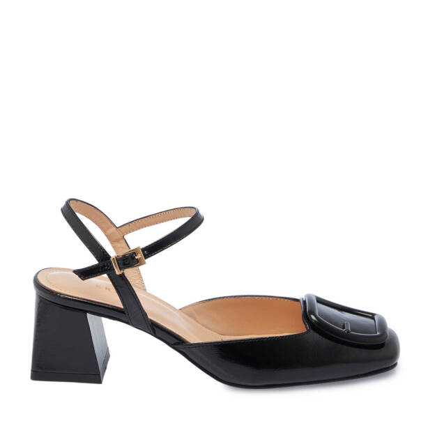 Siyah Rugan Deri Kadın Topuklu Ayakkabı - K25Y1AY67807-A07 - Tergan