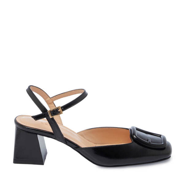 Siyah Rugan Deri Kadın Topuklu Ayakkabı - K25Y1AY67807-A07 - 3