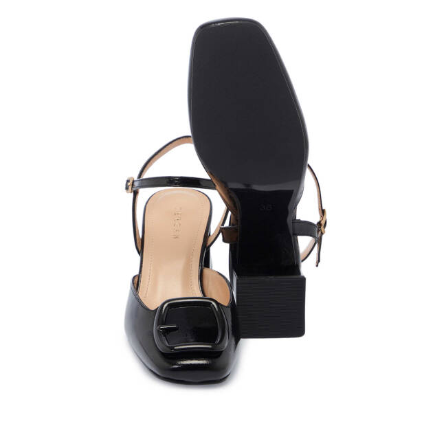 Siyah Rugan Deri Kadın Topuklu Ayakkabı - K25Y1AY67807-A07 - Tergan