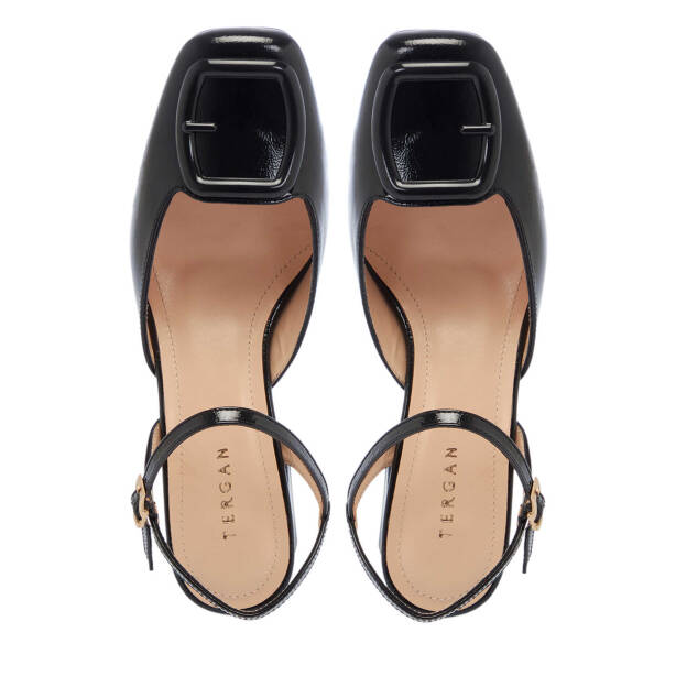 Siyah Rugan Deri Kadın Topuklu Ayakkabı - K25Y1AY67807-A07 - Tergan