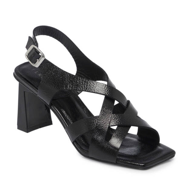 Siyah Hakiki Rugan Deri Kadın Topuklu Ayakkabı - K25Y1AY68087-A07 - 2