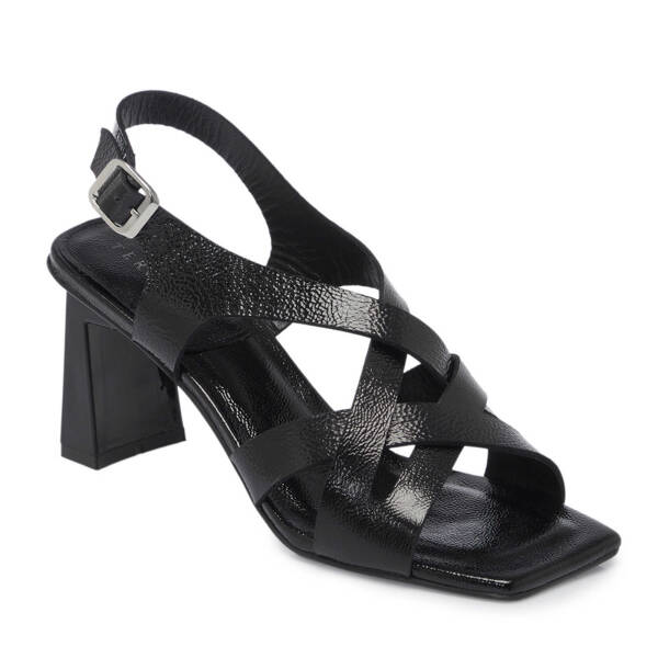 Siyah Hakiki Rugan Deri Kadın Topuklu Ayakkabı - K25Y1AY68087-A07 - 2