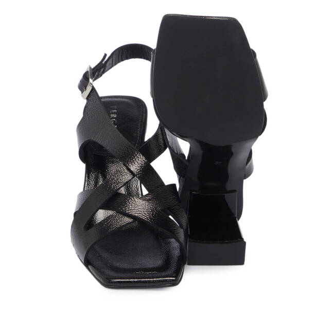 Siyah Hakiki Rugan Deri Kadın Topuklu Ayakkabı - K25Y1AY68087-A07 - 4