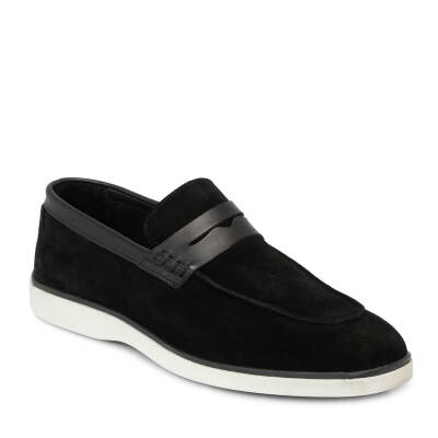  Siyah Süet Deri Erkek Loafer - E24I1AY56749-A01 