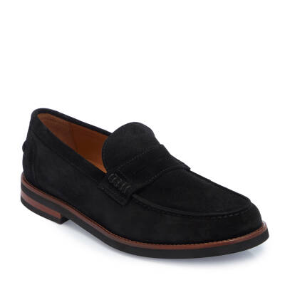 Siyah Süet Deri Erkek Loafer - E25I1AY57208-A01 - 1