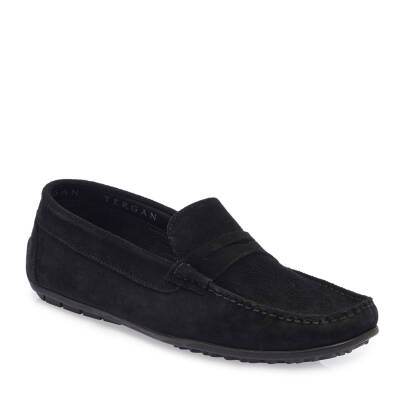 Siyah Süet Deri Erkek Loafer - E25I1AY57298-A01 