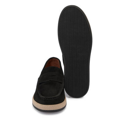 Siyah Süet Deri Erkek Loafer - E25I1AY57330-A01 - 4