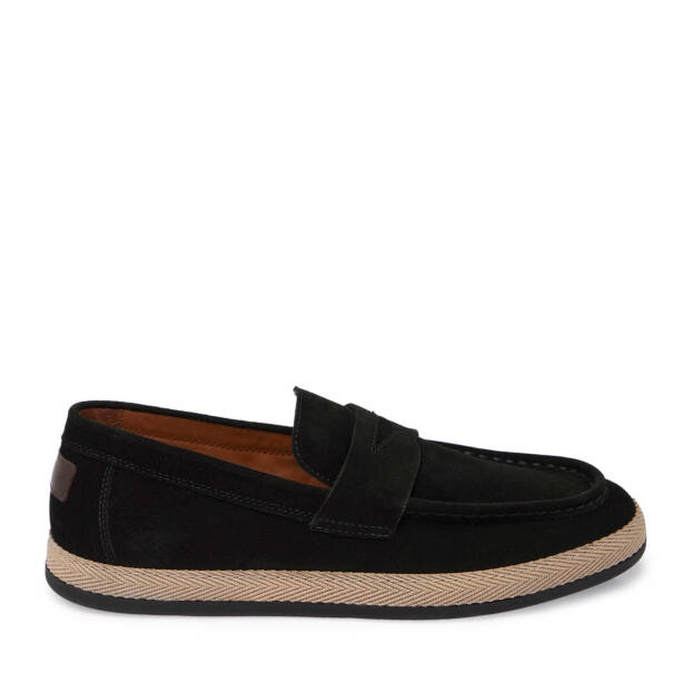 Siyah Hakiki Süet Deri Erkek Loafer - E25I1AY57330-A01 