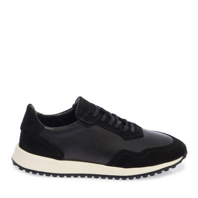 Siyah Hakiki Süet Deri Erkek Sneaker - E24I1AY56666-W19 - 1