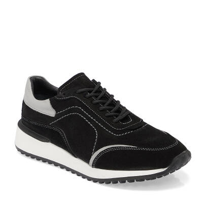 Siyah Süet Deri Erkek Sneaker - E24I1AY56709-A01 