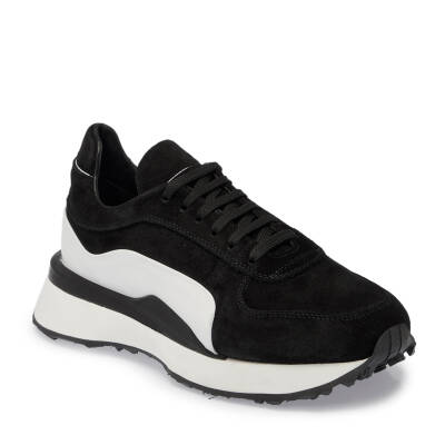 Siyah Süet Deri Erkek Sneaker - E24I1AY56713-A01 - 1