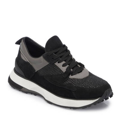  Siyah Süet Deri Erkek Sneaker - E24I1AY56714-A01 