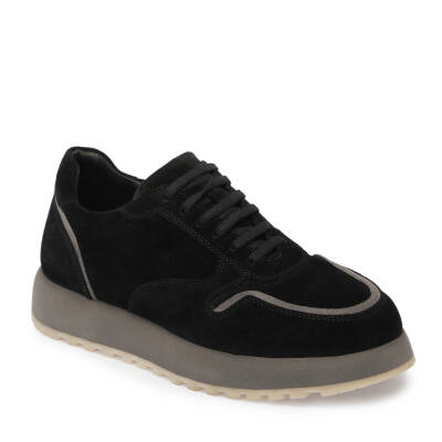 Siyah Süet Deri Erkek Sneaker - E24I1AY56723-A01 - 1